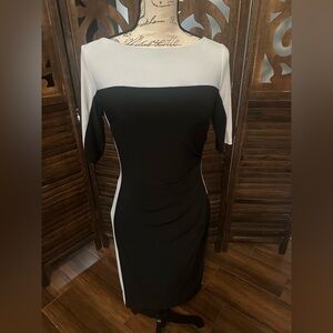 Chaps Color Block Black and White Dress